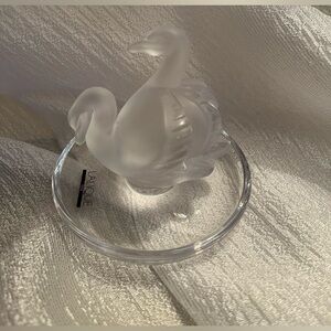 Lalique Deux Cynes Frosted trinket /ring tray